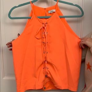 Parker Neon Tank Top with Lace Up Detail
